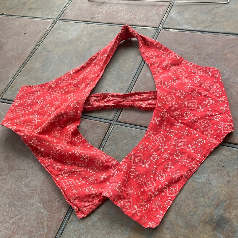 Y2K Vintage. Red Bandana Print Halter Top - Picture 3 of 7
